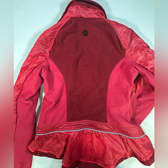 A267 Lululemon Pedal Power Jacket Burgundy Red Wine Sz 4 peplum fleece - Picture 5 of 15